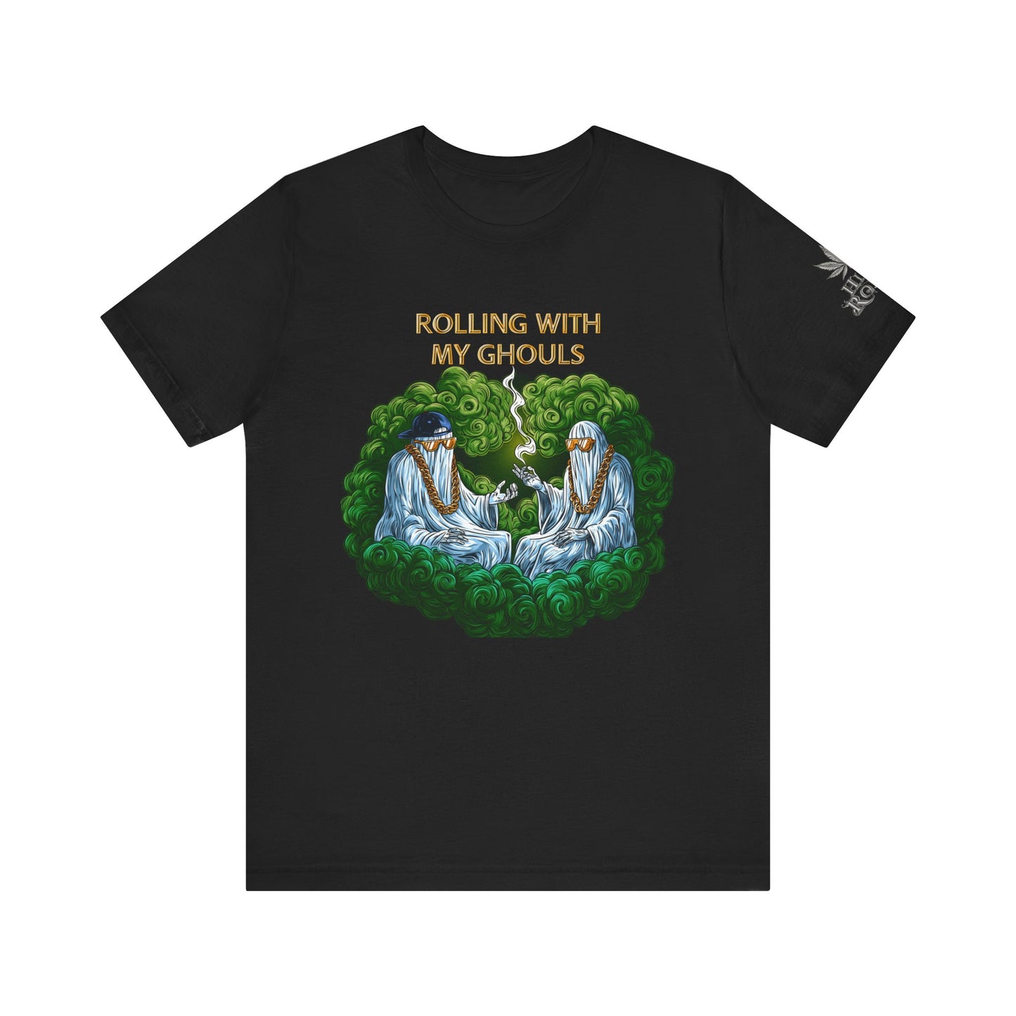 Rolling With My Ghouls HIGH ROLLER Halloween Cannabis T-Shirt - Premium Ghost Squad Circle Session 420 Apparel