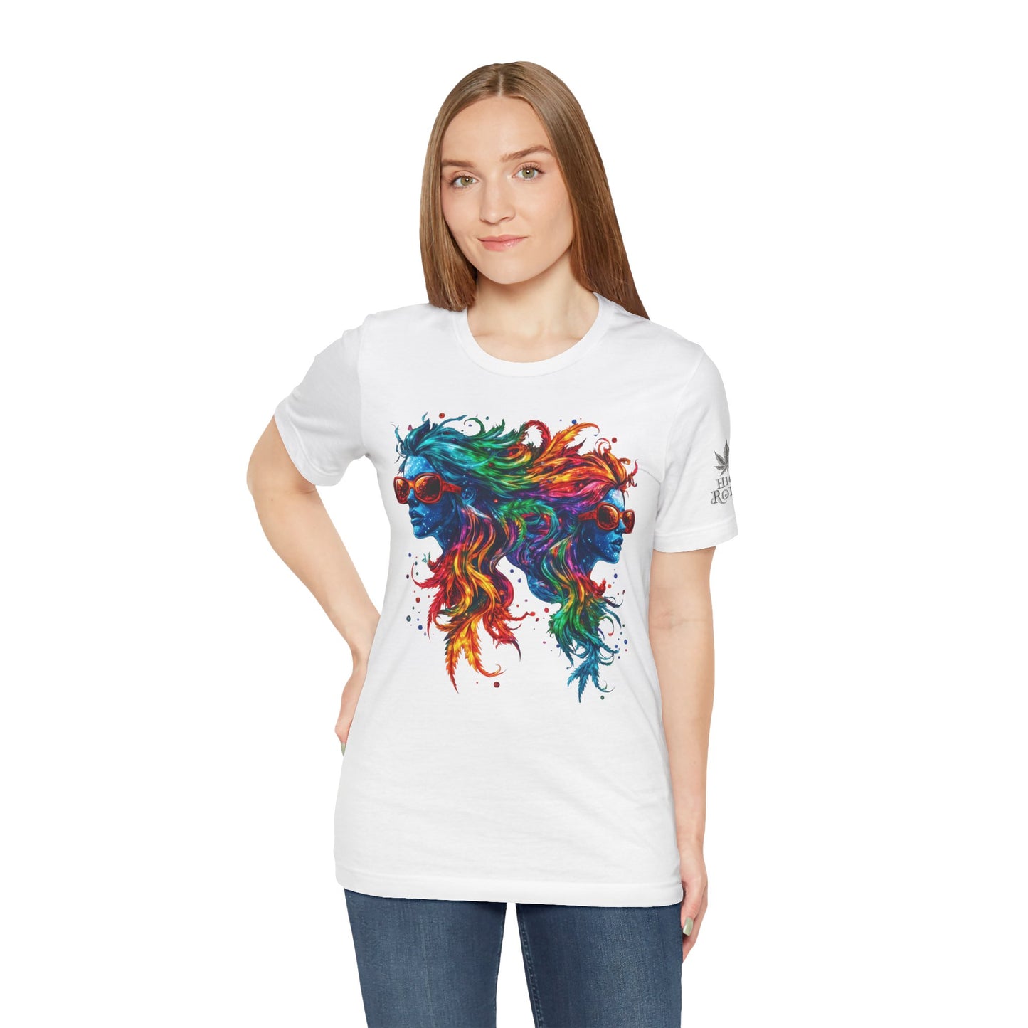 Spectrum Sisters T-Shirt - Premium Airlume Cotton Cannabis Rainbow Psychedelic Art Tee