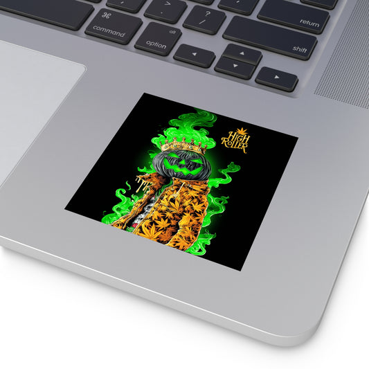 Halloween Pumpkin King Cannabis Crown Sticker - Luxury Jack-O-Lantern Weed Art - HIGH ROLLER Premium 3x3 Vinyl