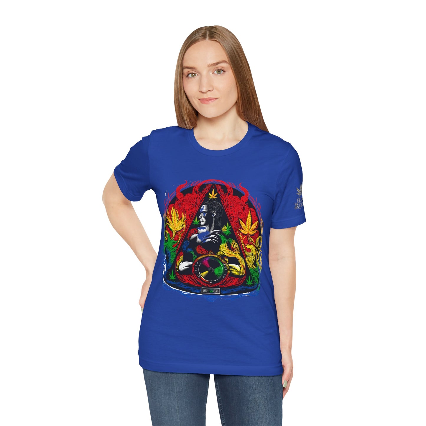 High Roller Sacred Buddha Cannabis T-Shirt - Premium 420 Spiritual Meditation Enlightenment Botanical Artistry Apparel