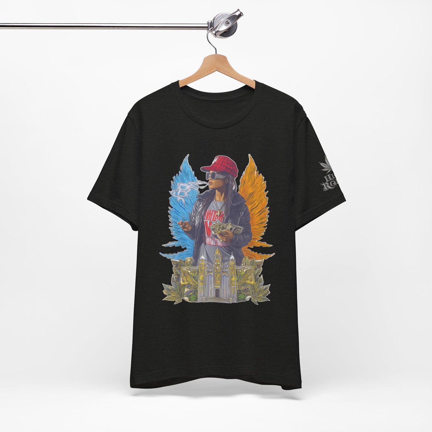 High Roller Golden Wings Money Cannabis T-Shirt - Premium 420 Hip-Hop Angel Street Culture Success Lifestyle Apparel