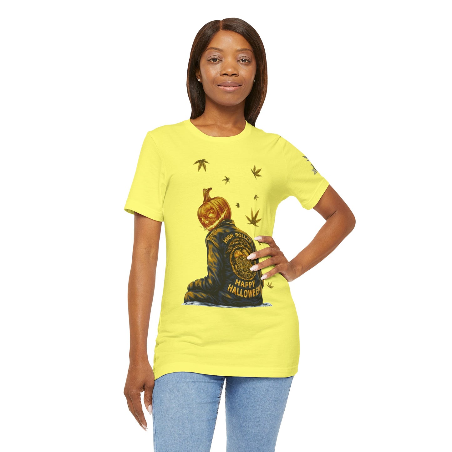Pumpkin Head HIGH ROLLER Halloween T-Shirt - Premium Cannabis Culture Apparel