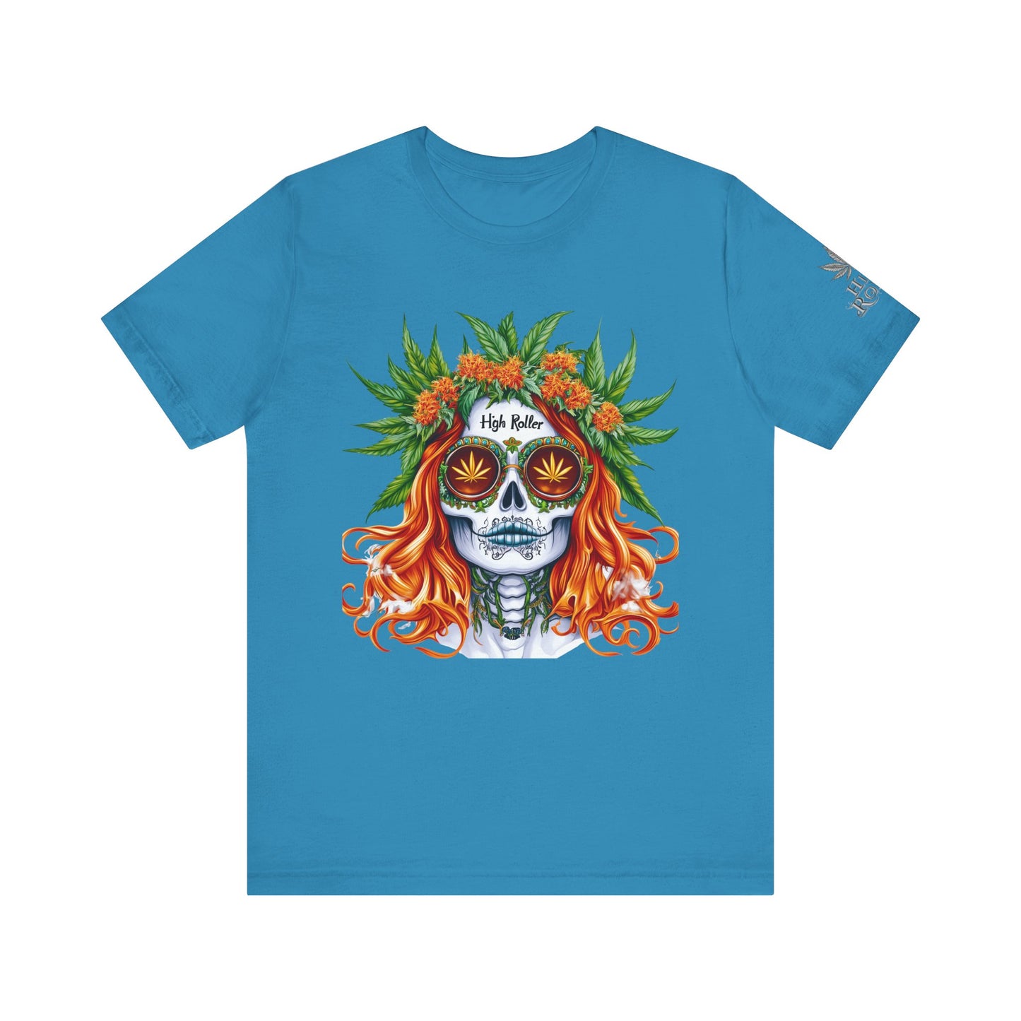 Sugar Skull Cannabis Tee - Day of Dead Art Design | High Roller