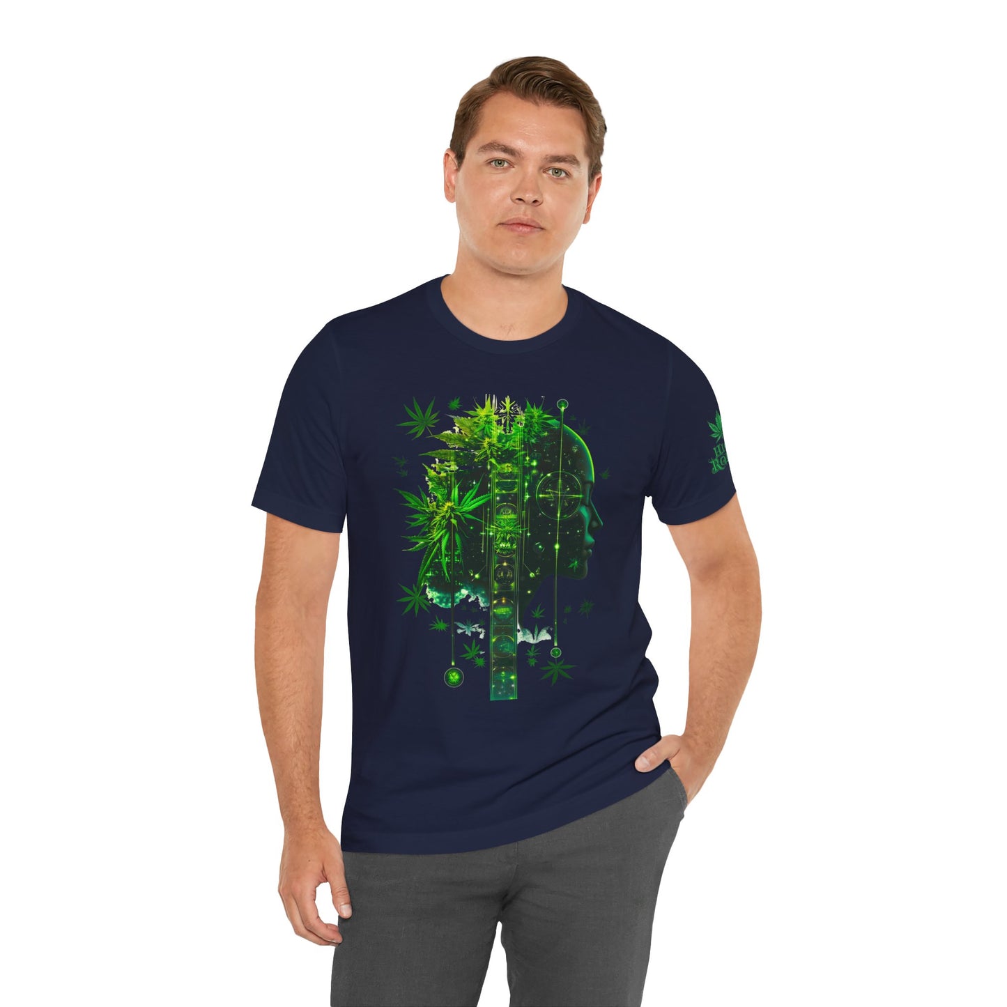Digital Mind Tee - Premium Airlume Cotton Cannabis Culture Tech Art Matrix Design