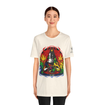 High Roller Sacred Buddha Cannabis T-Shirt - Premium 420 Spiritual Meditation Enlightenment Botanical Artistry Apparel