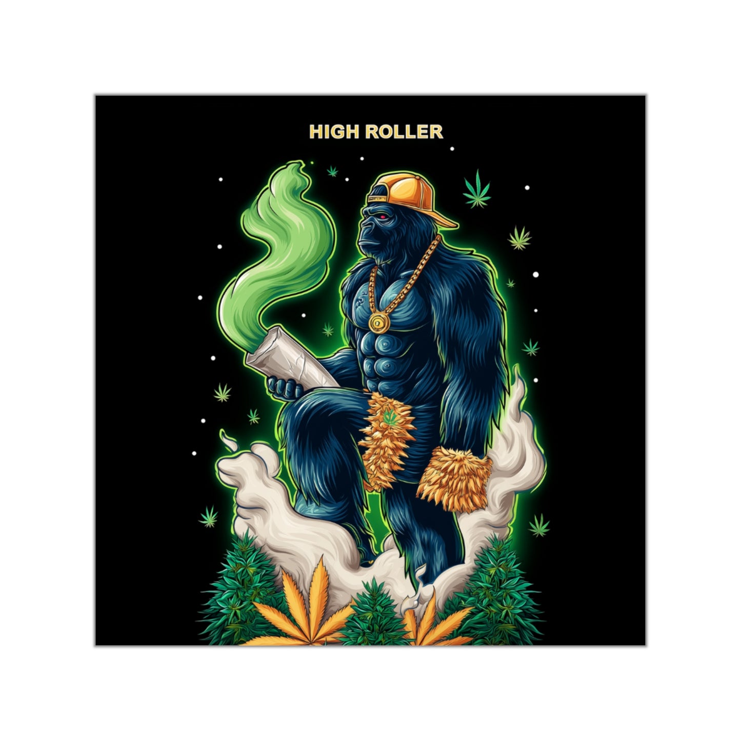 Blue Bigfoot Cannabis King Halloween Sticker - Premium Sasquatch HIGH ROLLER Cloud Boss 420 Vinyl Decal
