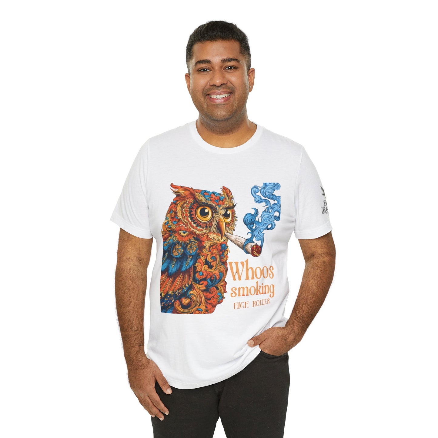 Whoos Smoking Owl Tee - Wise Cannabis Art Design | High Roller