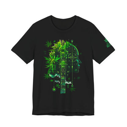 Digital Mind Tee - Premium Airlume Cotton Cannabis Culture Tech Art Matrix Design
