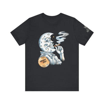 Midnight Toker Moon Tee - Celestial Cannabis Art Design | High Roller