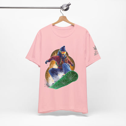High Roller Snowboard Cannabis T-Shirt - Premium 420 Winter Sports Action Shred Mountain Lifestyle Apparel