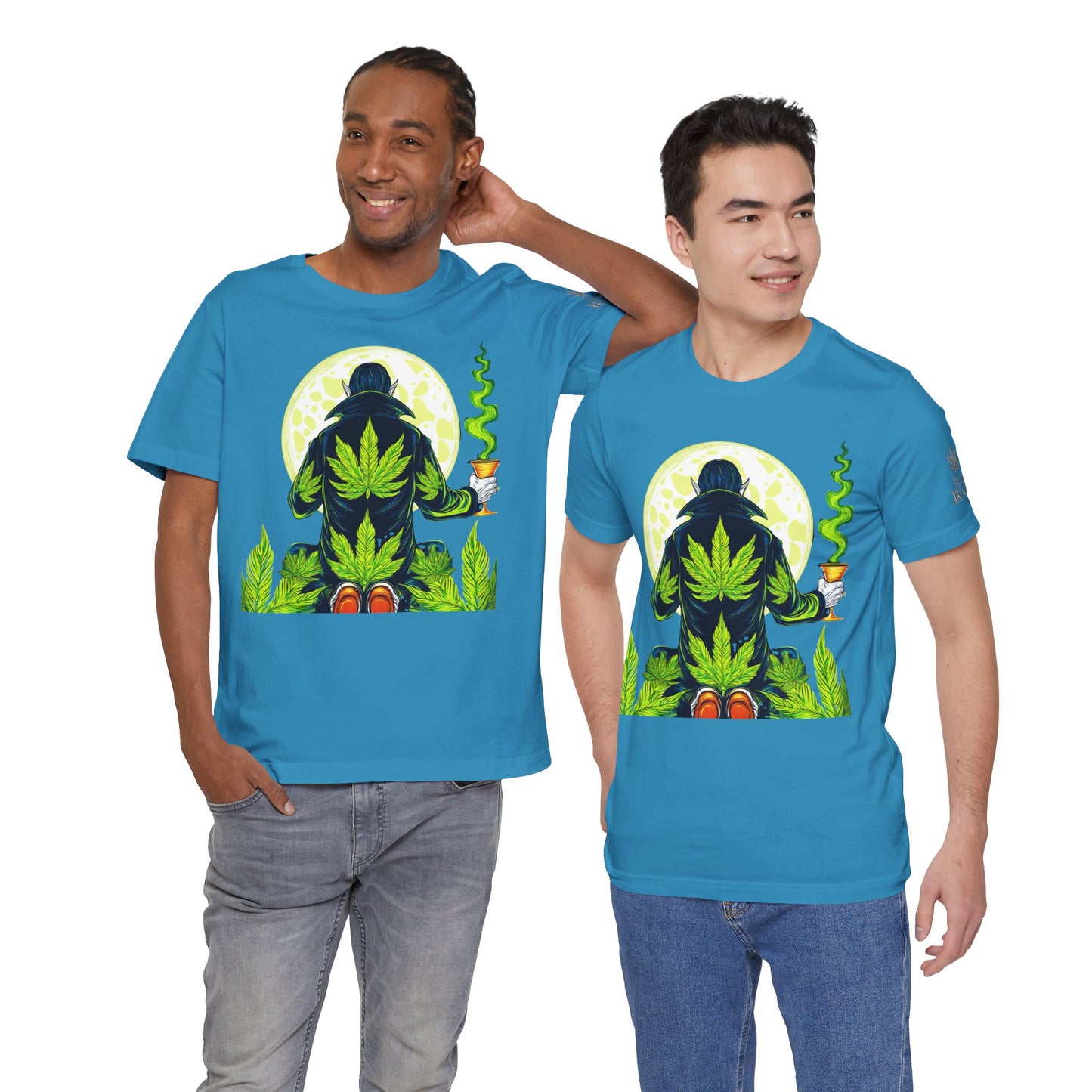 Luxury Gothic Cannabis Vampire T-Shirt - Premium Dark HIGH ROLLER Streetwear - Elevated Nocturnal 420 Fashion