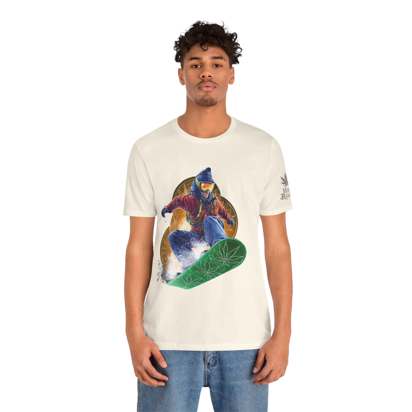 High Roller Snowboard Cannabis T-Shirt - Premium 420 Winter Sports Action Shred Mountain Lifestyle Apparel
