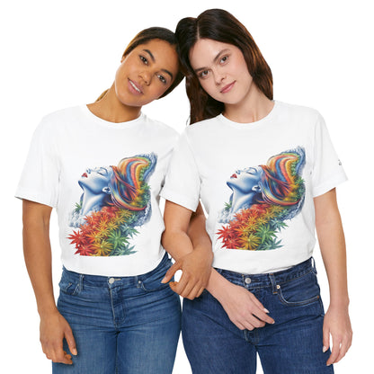 Rainbow Bloom Tee - Premium Airlume Cotton Cannabis Culture Spectrum Goddess Art