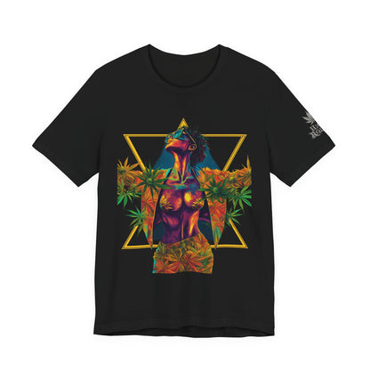 Sacred Geometry Cannabis Goddess Tee - Psychedelic Beauty Art Design | High Roller