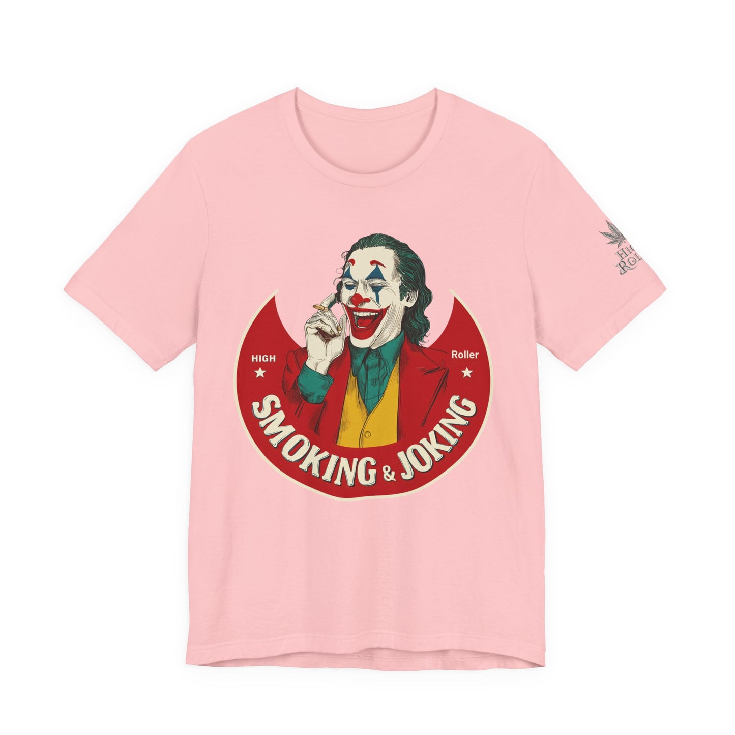 High Roller Villain T-Shirt - Premium Airlume Cotton Cannabis Joker Badge Art Tee