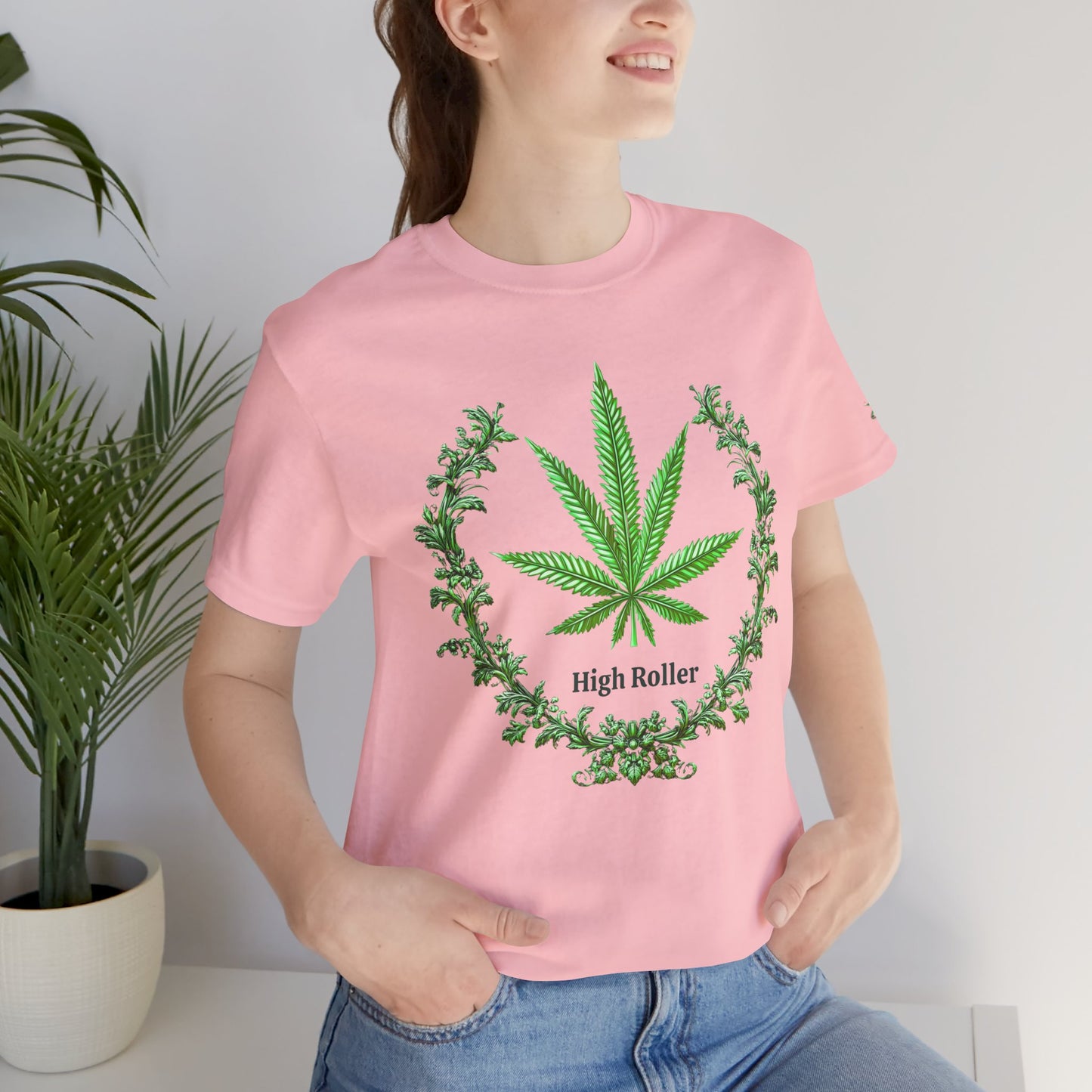 Cannabis Crest Wreath Tee - Botanical Elegance Art Design | High Roller