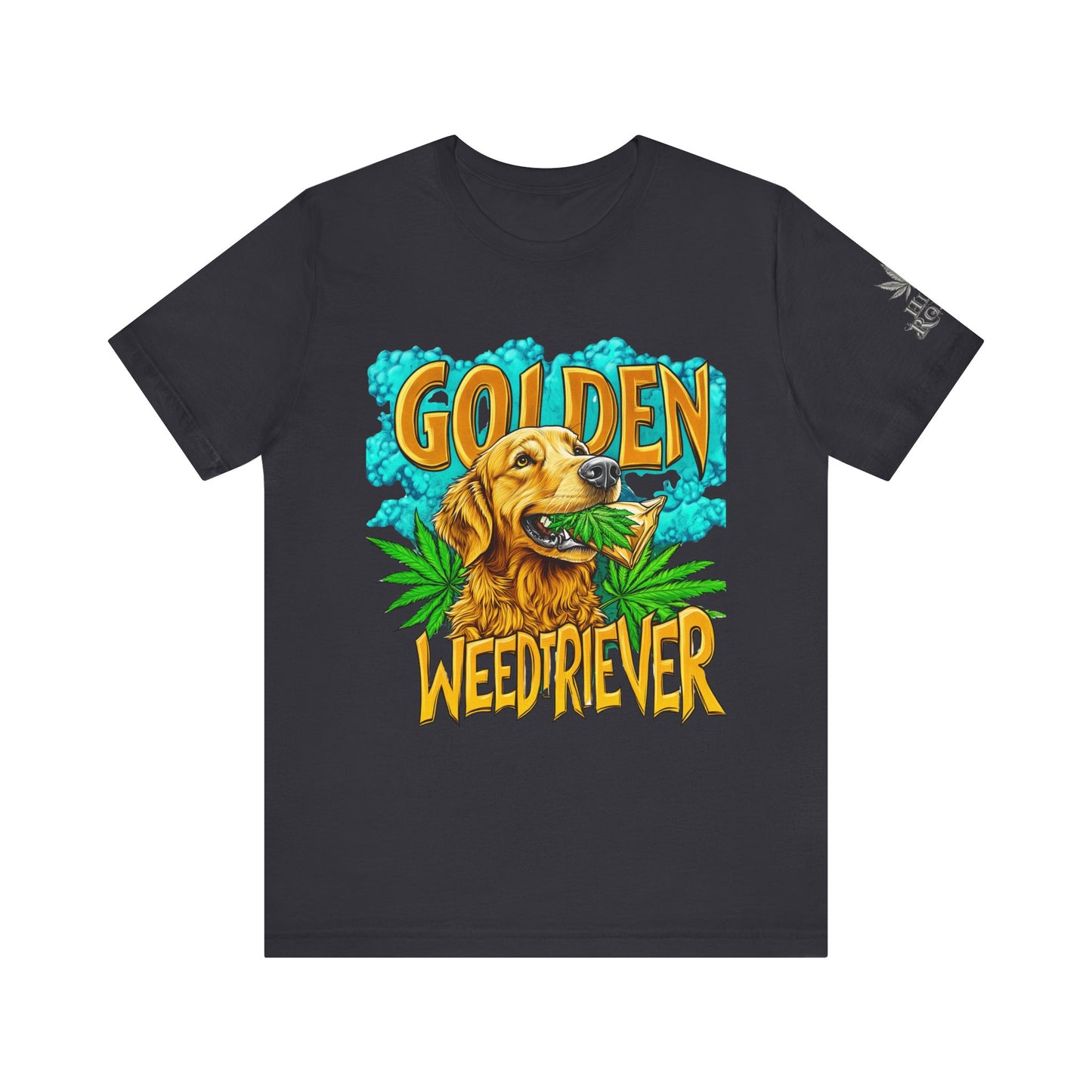 High Roller Golden Weedtriever Cannabis T-Shirt - Premium 420 Dog Lover Humor Golden Retriever Pun Comedy Pet Culture Apparel