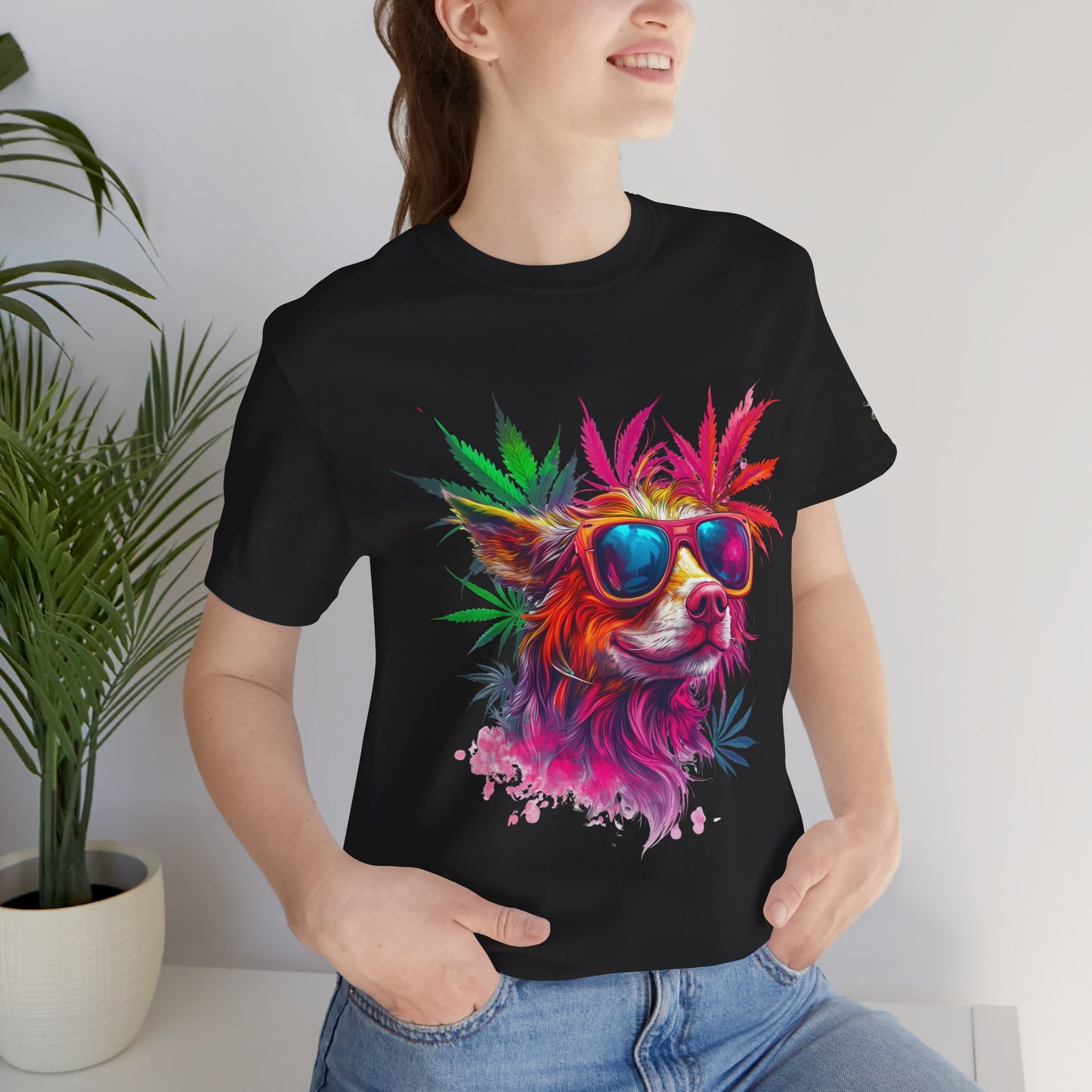 Spectrum Pup Tee - Premium Airlume Cotton Cannabis Culture Psychedelic Dog Art