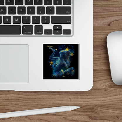 Cosmic Cannabis Goddess Sticker | High Rollers Celestial Art | Premium Die-Cut Vinyl Decal