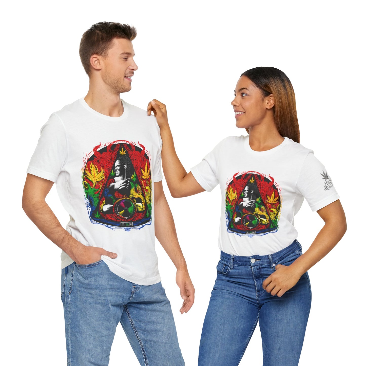 High Roller Sacred Buddha Cannabis T-Shirt - Premium 420 Spiritual Meditation Enlightenment Botanical Artistry Apparel