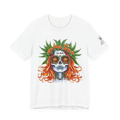 Sugar Skull Cannabis Tee - Day of Dead Art Design | High Roller