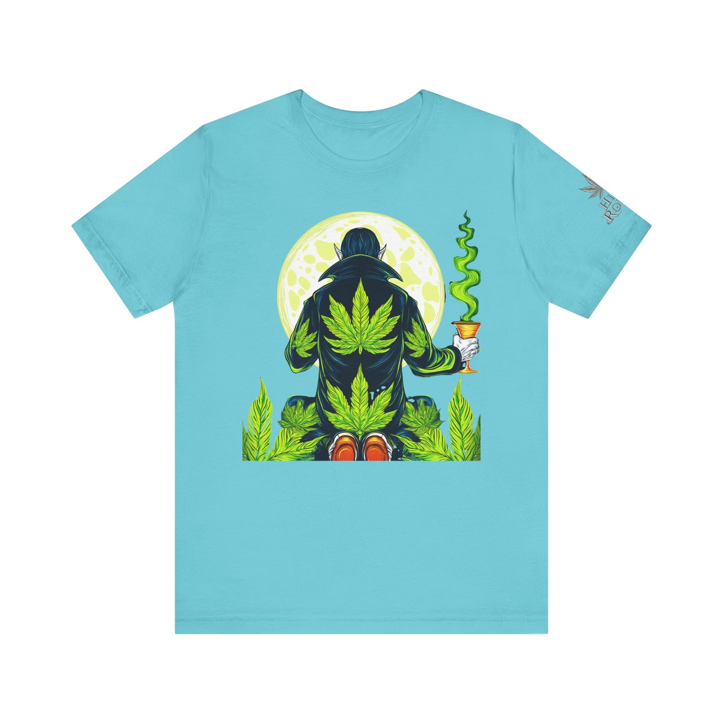 Luxury Gothic Cannabis Vampire T-Shirt - Premium Dark HIGH ROLLER Streetwear - Elevated Nocturnal 420 Fashion
