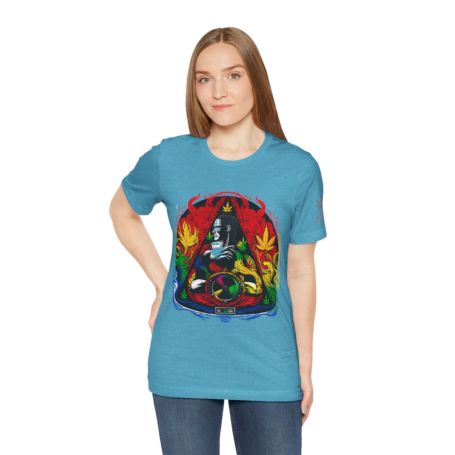 High Roller Sacred Buddha Cannabis T-Shirt - Premium 420 Spiritual Meditation Enlightenment Botanical Artistry Apparel