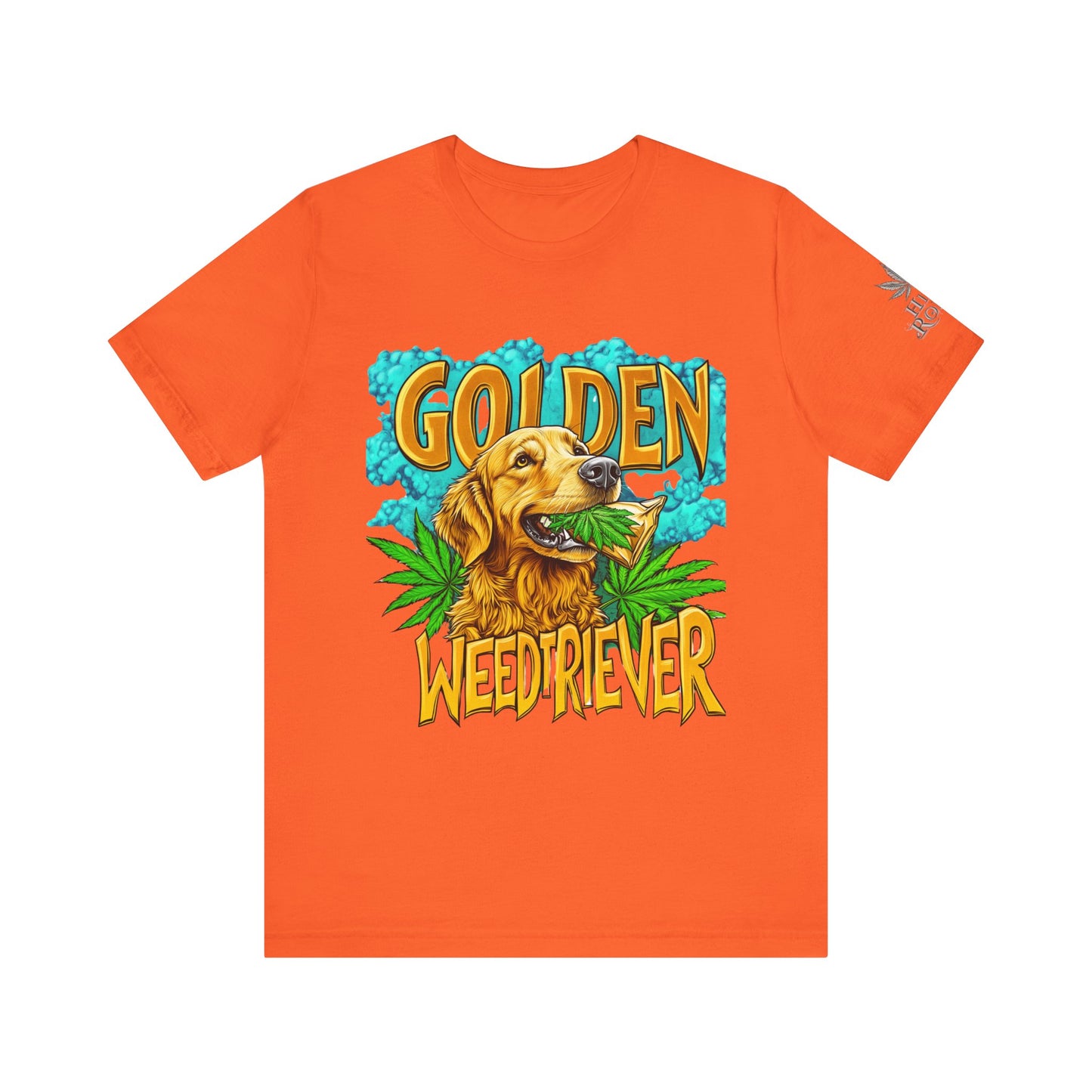 High Roller Golden Weedtriever Cannabis T-Shirt - Premium 420 Dog Lover Humor Golden Retriever Pun Comedy Pet Culture Apparel