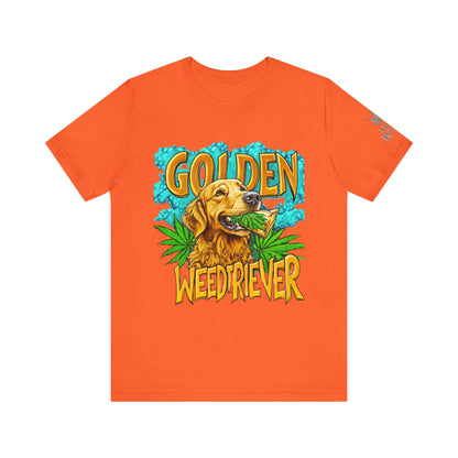 High Roller Golden Weedtriever Cannabis T-Shirt - Premium 420 Dog Lover Humor Golden Retriever Pun Comedy Pet Culture Apparel