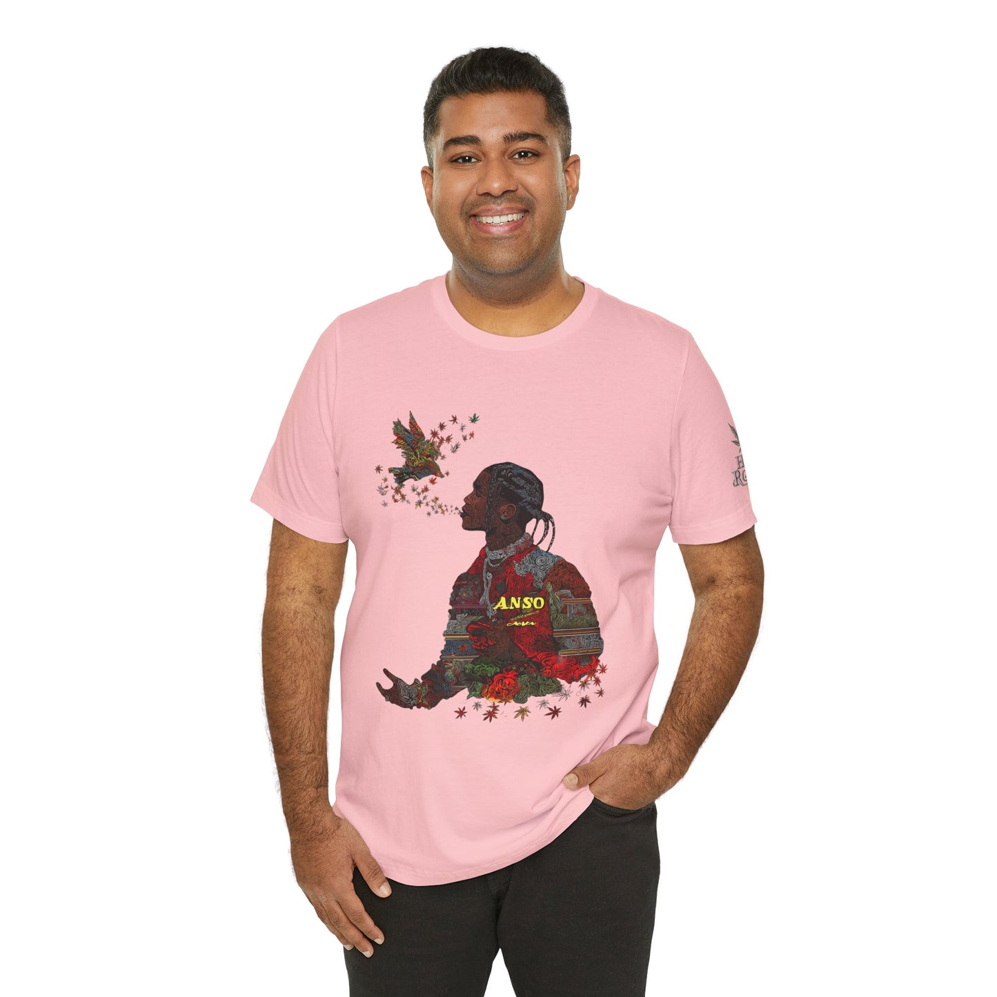 High Roller ANSO Freedom Eagle Cannabis T-Shirt - Premium 420 Artistic Double Exposure Urban Culture Liberation Apparel