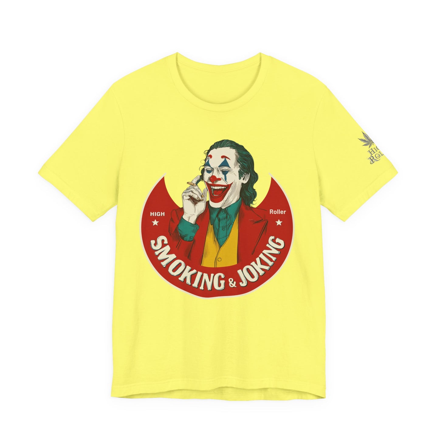 High Roller Villain T-Shirt - Premium Airlume Cotton Cannabis Joker Badge Art Tee