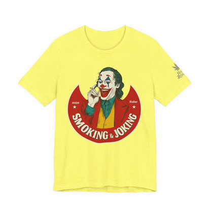High Roller Villain T-Shirt - Premium Airlume Cotton Cannabis Joker Badge Art Tee
