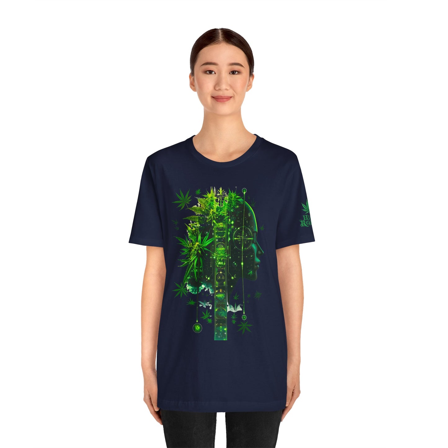 Digital Mind Tee - Premium Airlume Cotton Cannabis Culture Tech Art Matrix Design
