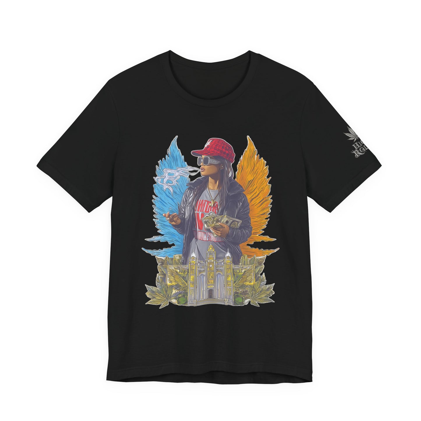 High Roller Golden Wings Money Cannabis T-Shirt - Premium 420 Hip-Hop Angel Street Culture Success Lifestyle Apparel
