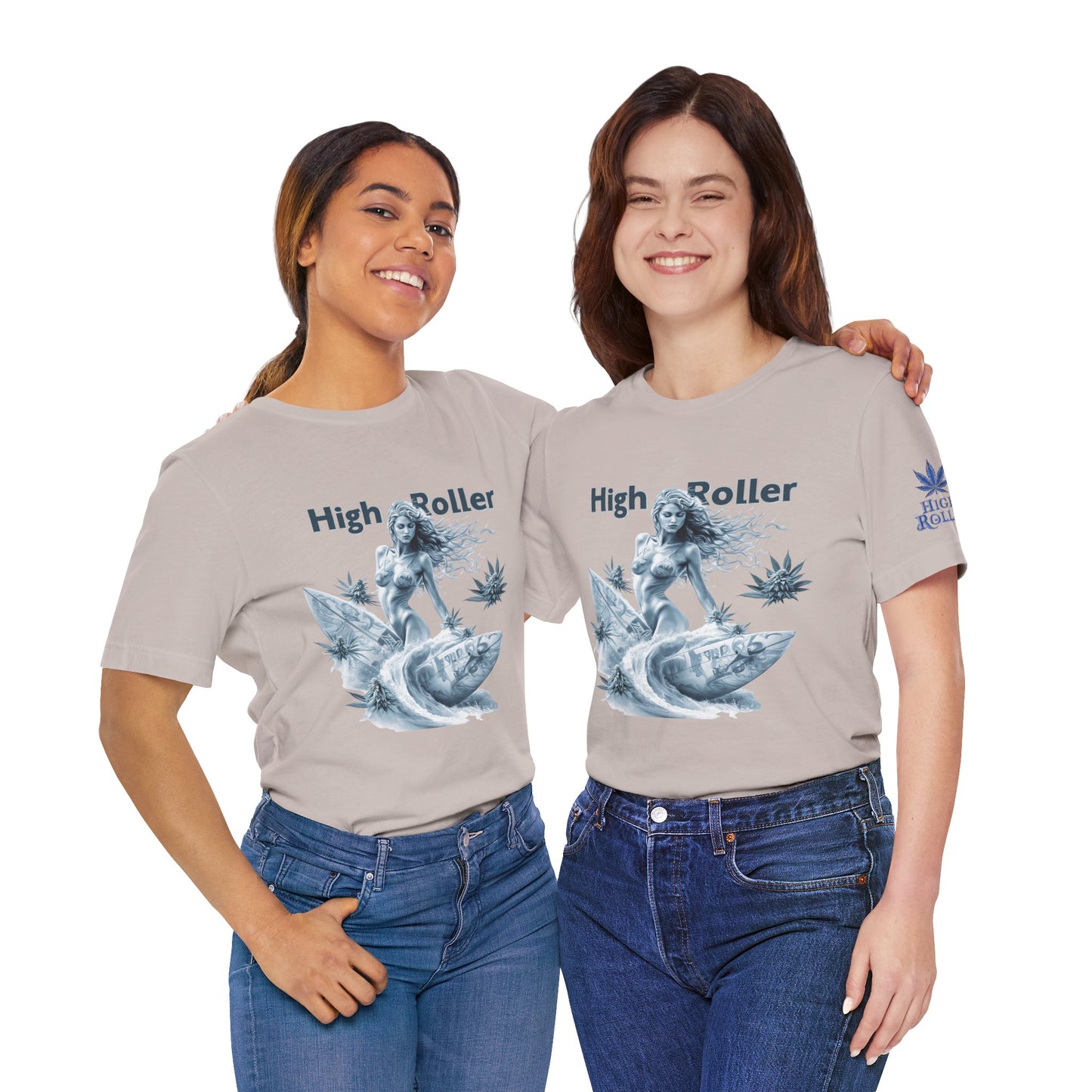 Chrome Wave Goddess Tee - Premium Airlume Cotton Cannabis Culture Surf Art