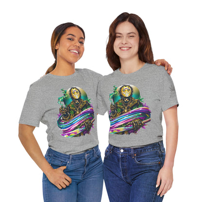 Psychedelic Jason Swoosh Cannabis T-Shirt - Premium Horror 420 Orange Edition Apparel