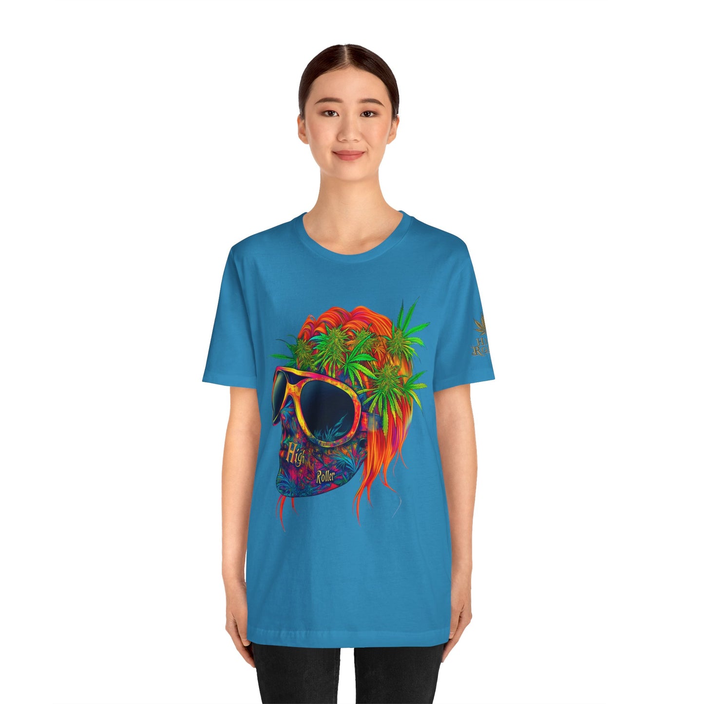 Tropical Cannabis Skull Tee - Paradise Vibes Art Design | High Roller