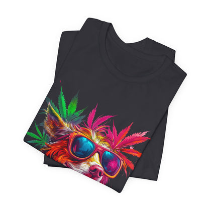 Spectrum Pup Tee - Premium Airlume Cotton Cannabis Culture Psychedelic Dog Art