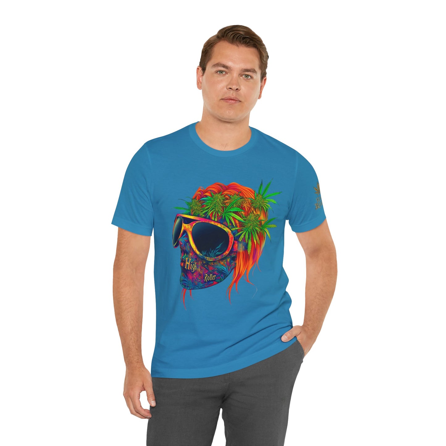 Tropical Cannabis Skull Tee - Paradise Vibes Art Design | High Roller