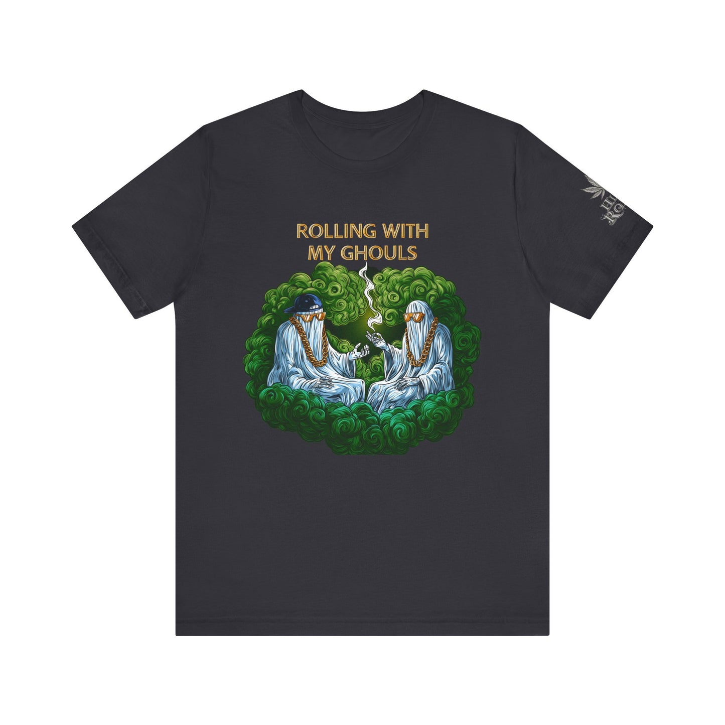 Rolling With My Ghouls HIGH ROLLER Halloween Cannabis T-Shirt - Premium Ghost Squad Circle Session 420 Apparel