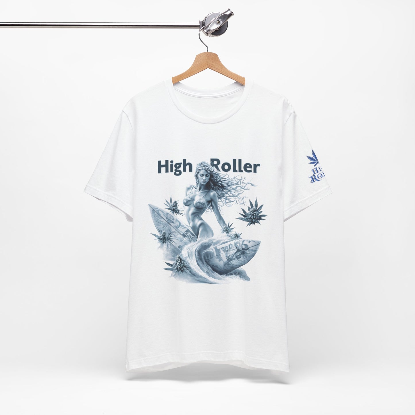 Chrome Wave Goddess Tee - Premium Airlume Cotton Cannabis Culture Surf Art