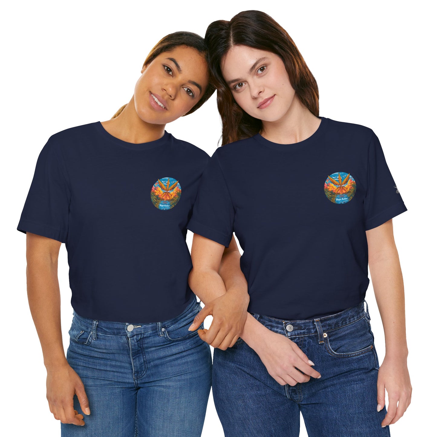 Cannabis Paradise Circle Tee - Tropical Sunset Art Design | High Roller