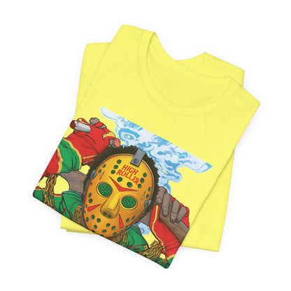 Horror Icon HIGH ROLLER T-Shirt - Premium Cannabis Slasher Culture Apparel"