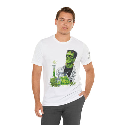 Frankenstein's Laboratory HIGH ROLLER Halloween Cannabis T-Shirt - Premium Monster Scientist 420 Experiment Apparel