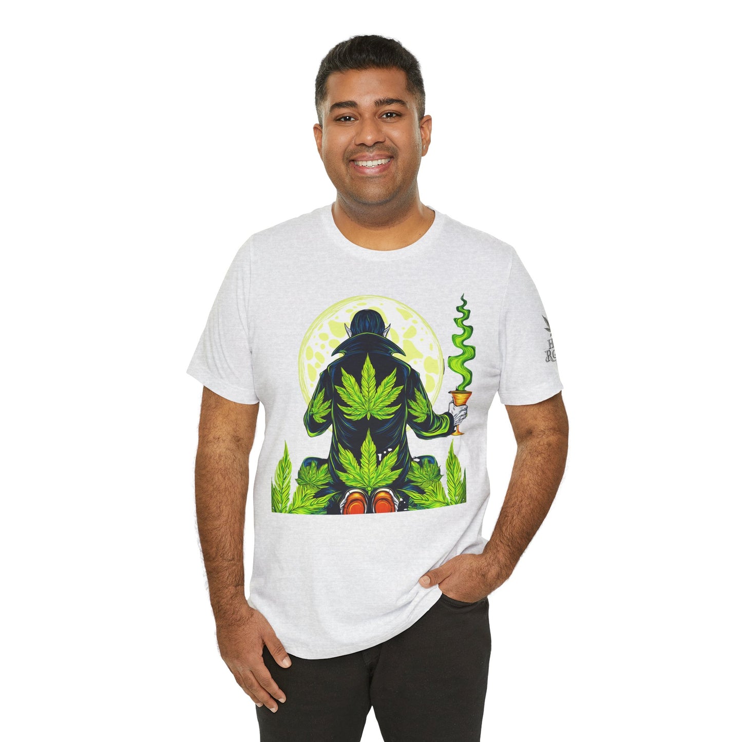 Luxury Gothic Cannabis Vampire T-Shirt - Premium Dark HIGH ROLLER Streetwear - Elevated Nocturnal 420 Fashion