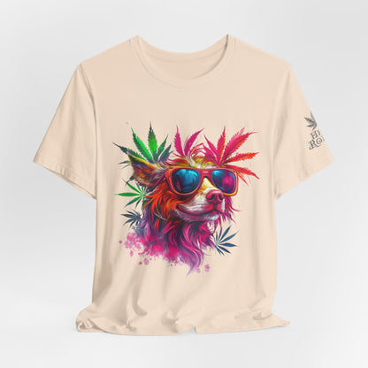 Spectrum Pup Tee - Premium Airlume Cotton Cannabis Culture Psychedelic Dog Art