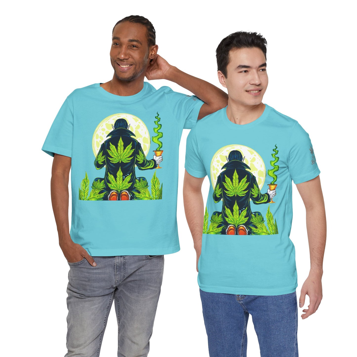 Luxury Gothic Cannabis Vampire T-Shirt - Premium Dark HIGH ROLLER Streetwear - Elevated Nocturnal 420 Fashion