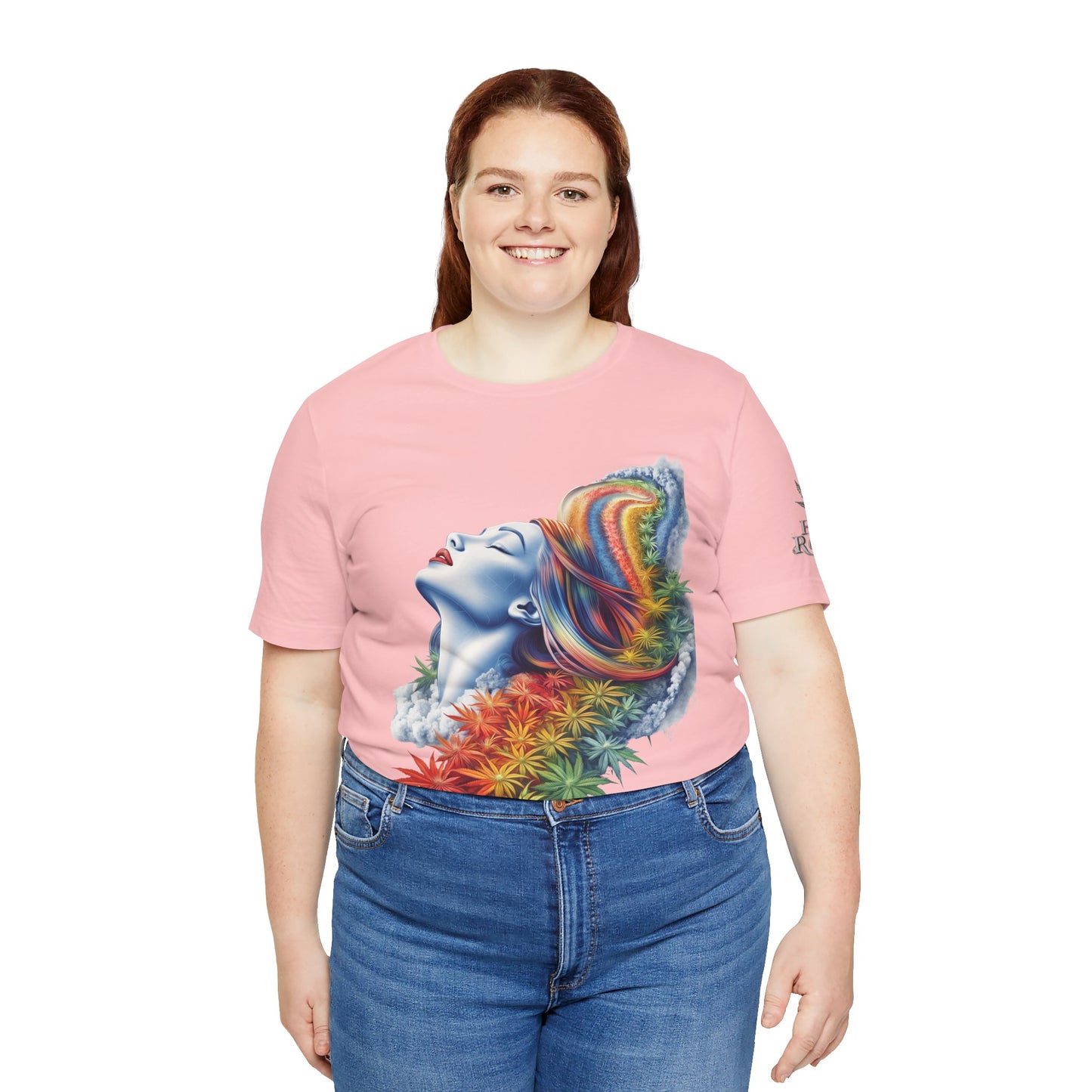 Rainbow Bloom Tee - Premium Airlume Cotton Cannabis Culture Spectrum Goddess Art