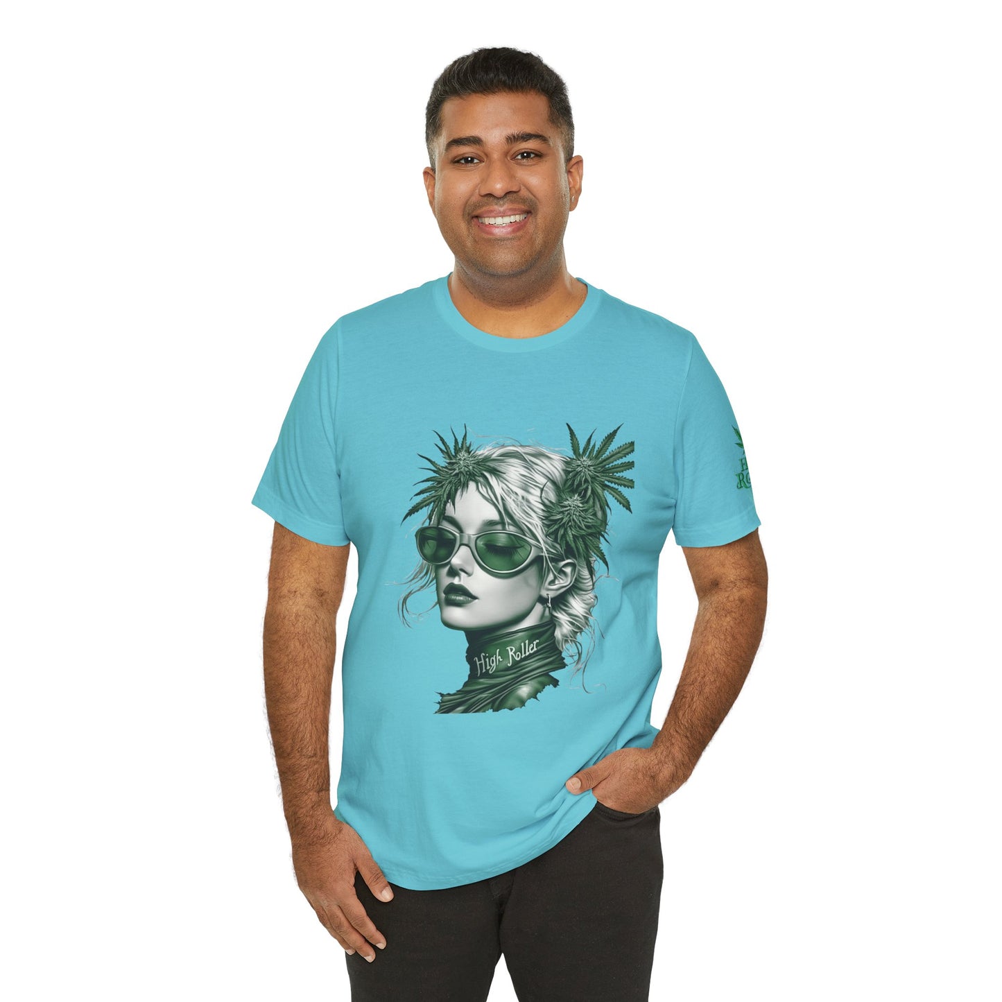 Green Queen T-Shirt - Premium Airlume Cotton Cannabis Crown Portrait Art Tee