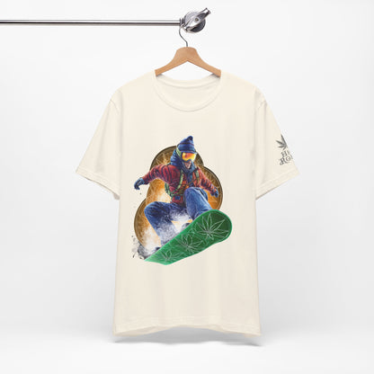 High Roller Snowboard Cannabis T-Shirt - Premium 420 Winter Sports Action Shred Mountain Lifestyle Apparel